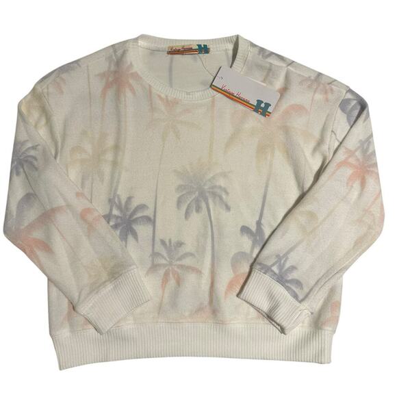 NWT Vintage Havana Super Soft Palm Tree Pullover Sweatshirt Girls Large 14 - Picture 1 of 8